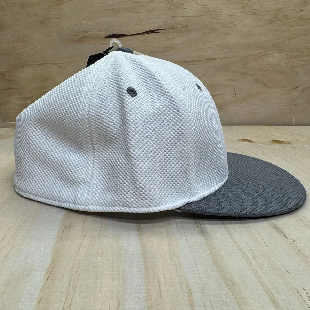 NEW L/XL adidas Flat Brim Flexfit Fitted Cap Hat Blank White Gray